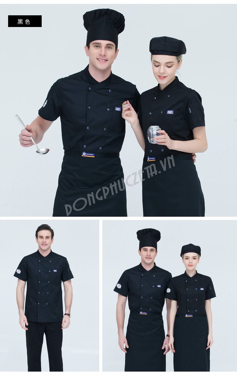 đồng phục cho bếp trưởng màu đen