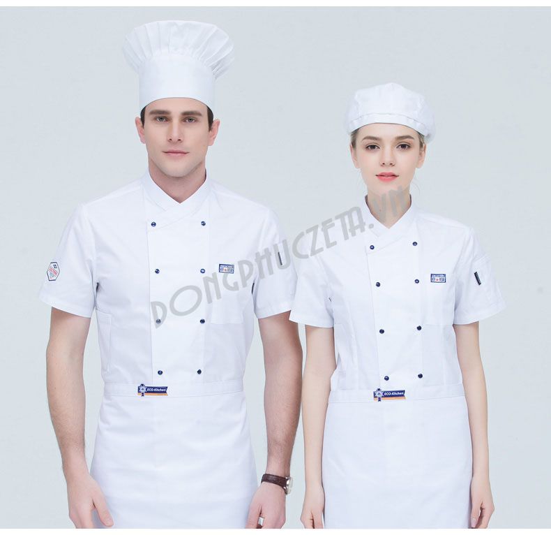 đồng phục cho bếp màu trắng