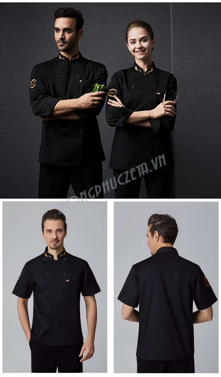 đồng phục bếp màu đen