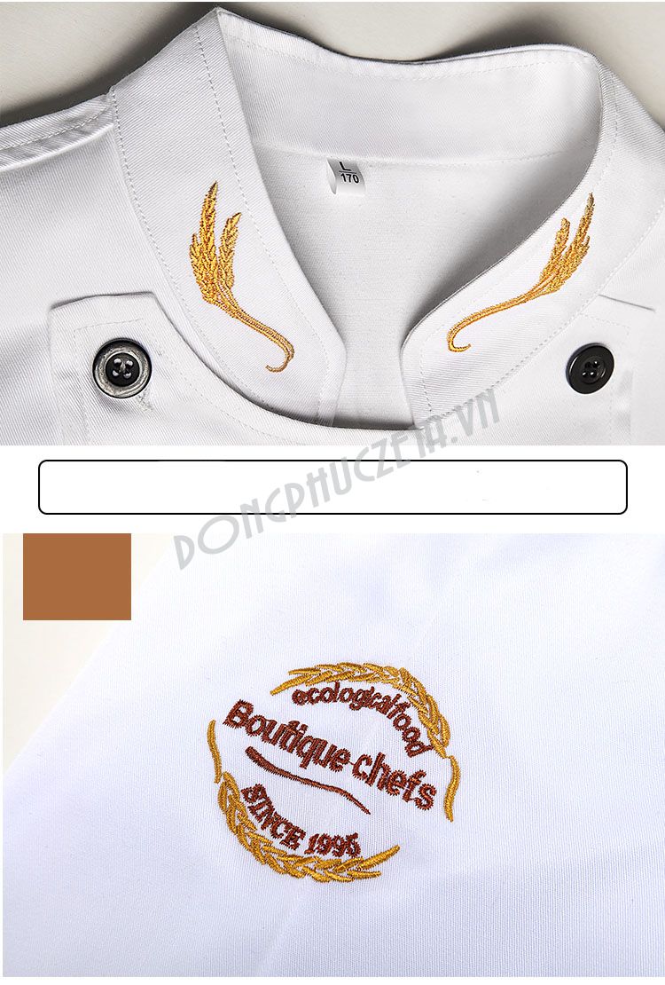 chi tiết cổ của đồng phục đầu bếp