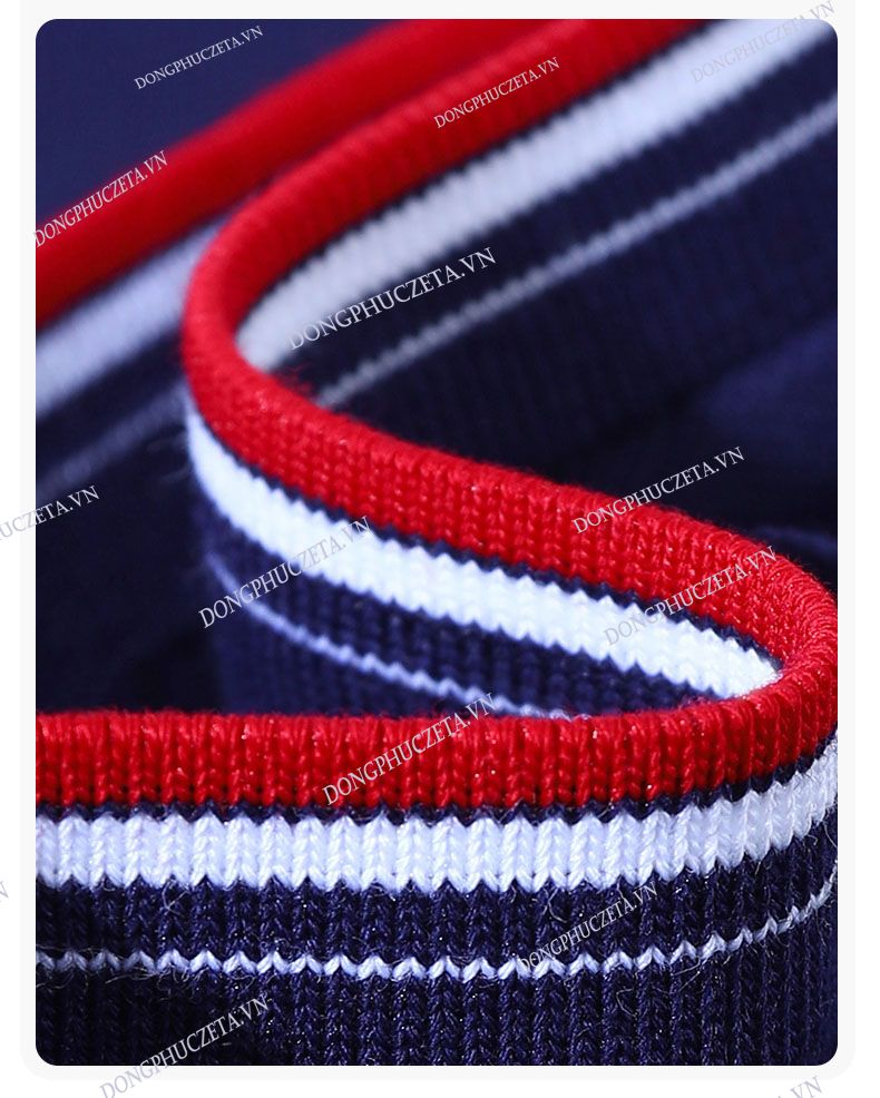 bo tay lé viền đỏ trắng