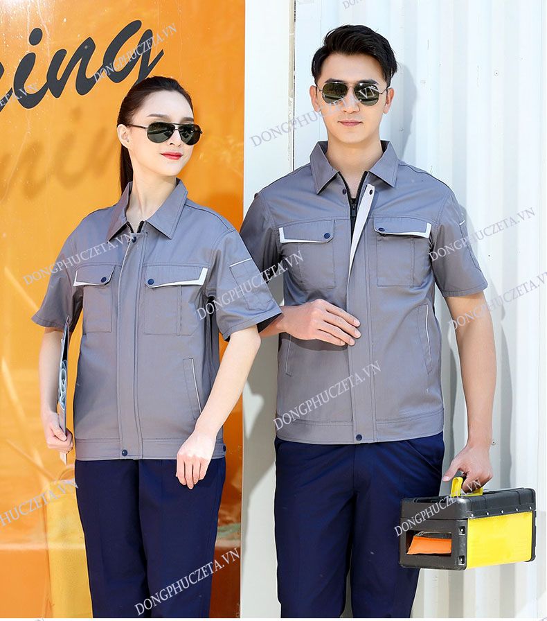 đồng phục công nhân kỹ thuật điện cộc tay