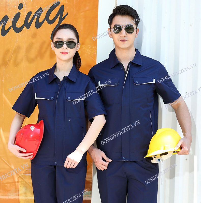 đồng phục nhân viên kỹ thuật công trình màu xanh dương
