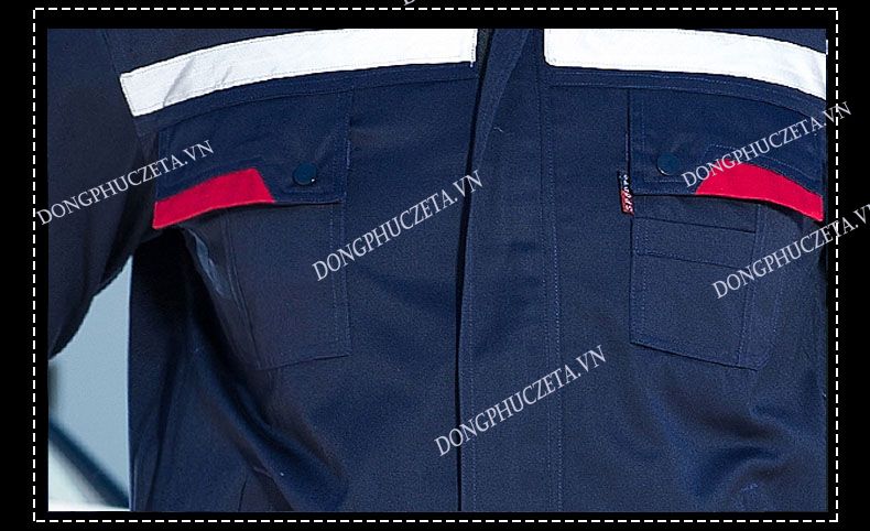 chi tiết túi ngực đồng phục kỹ thuật điều hòa