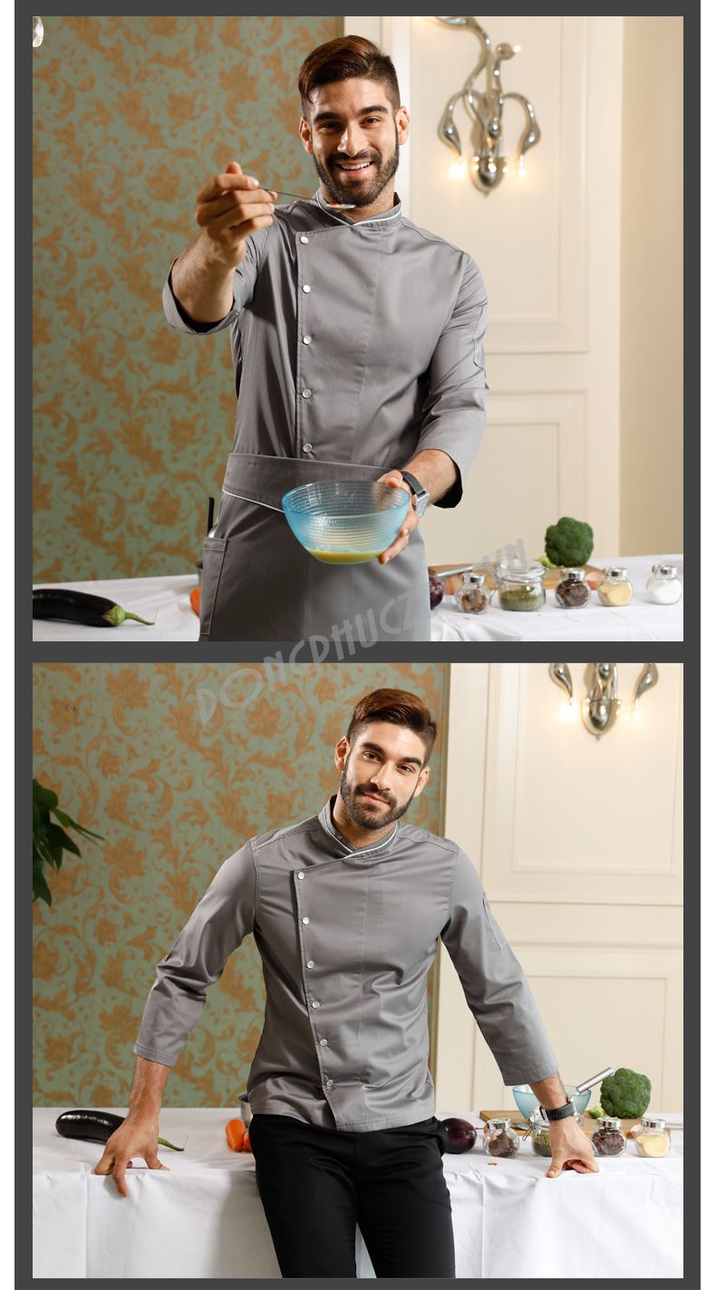 áo đồng phục bếp màu ghi
