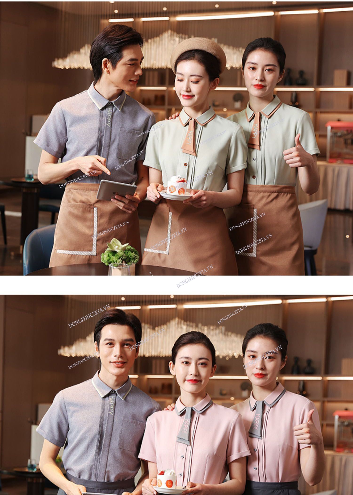 Mẫu áo đồng phục nhà hàng cộc tay