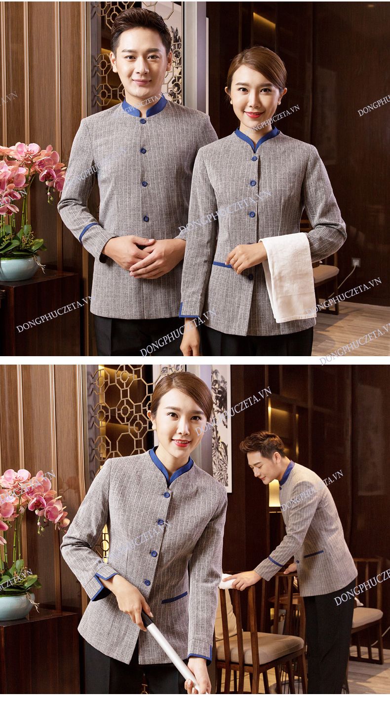 quần áo đồng phục buồng màu ghi sáng