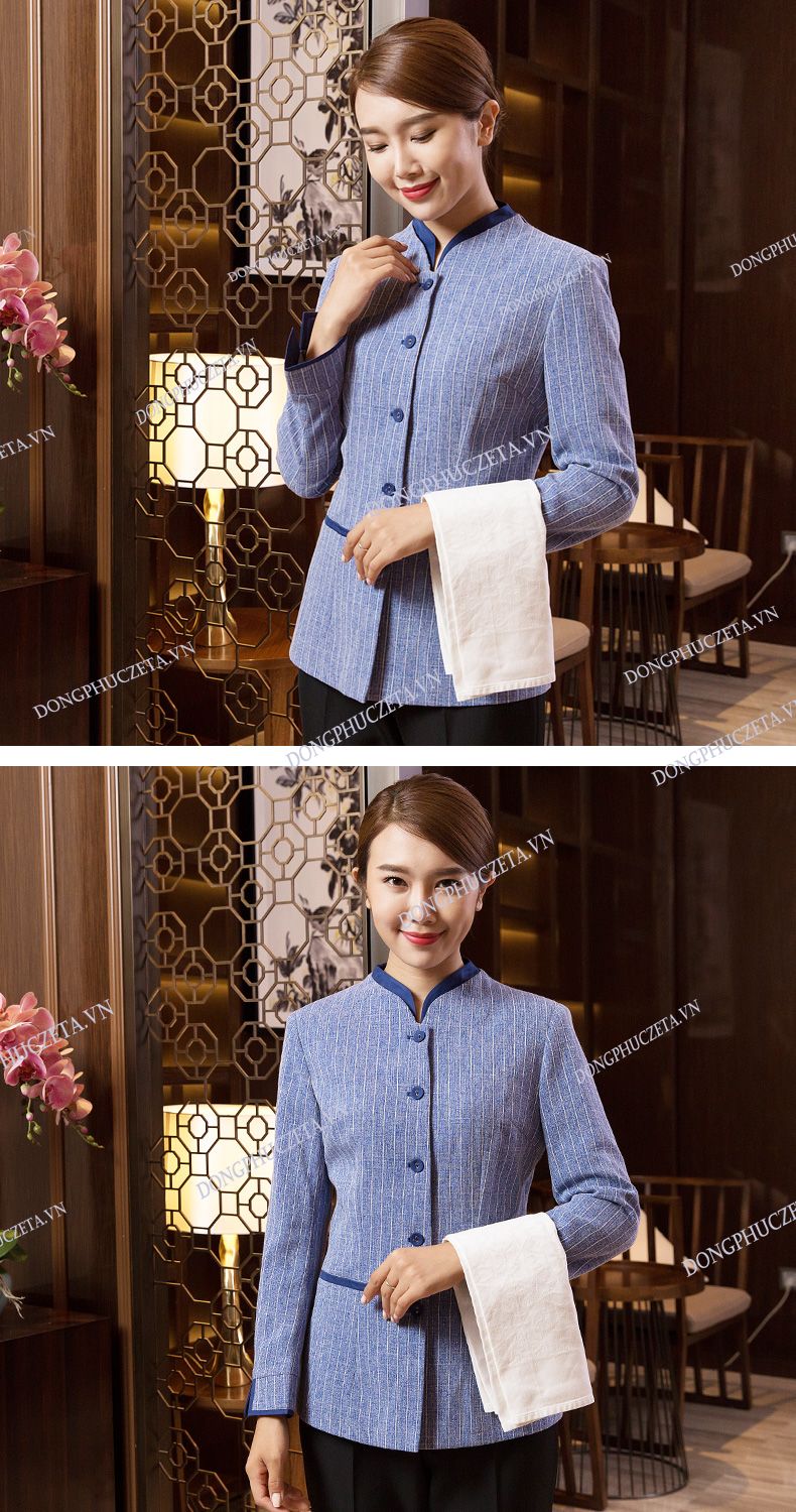 đồng phục buồng màu xanh