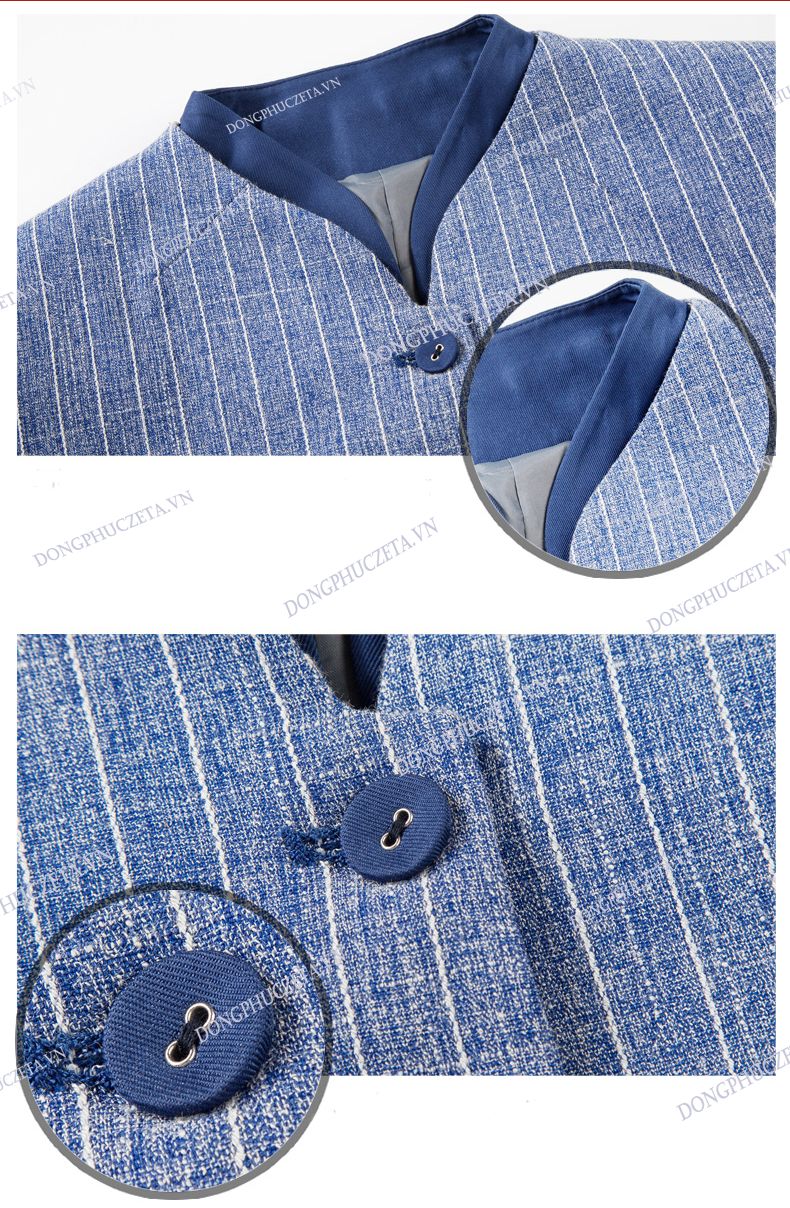 chi tiết cổ áo đồng phục buồng