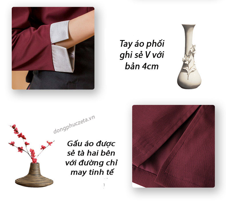 chi tiết quần áo đồng phục nhà hàng khách sạn đẹp