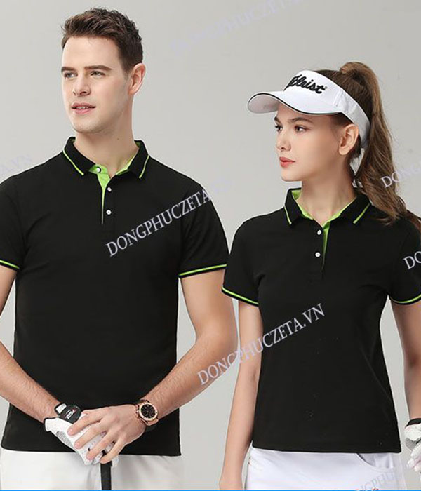 Áo phông đồng phục công ty đẹp cao cấp màu đen, ngắn tay dáng slimfit cho nhân viên