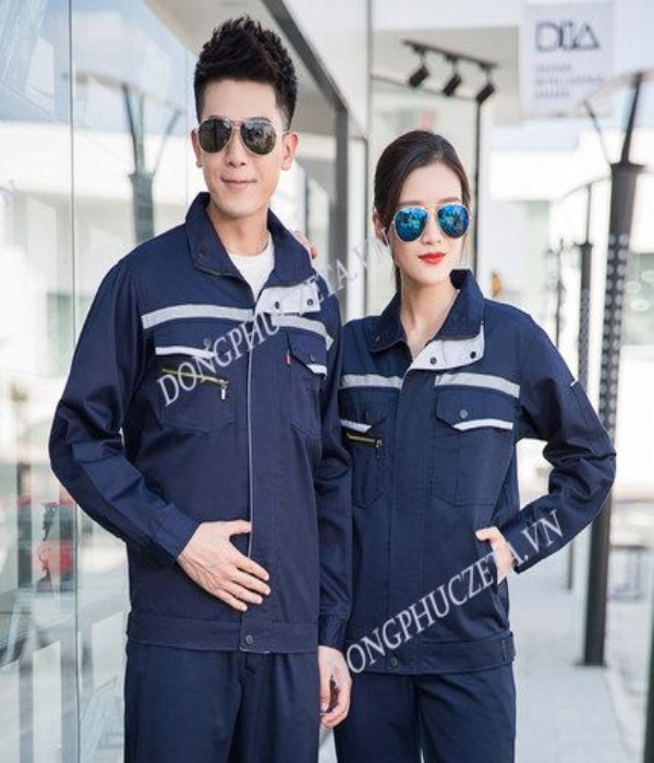 Đồng phục công nhân kỹ thuật điện nước phản quang màu xanh dương
