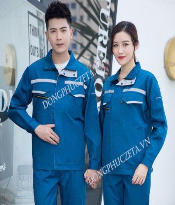 Đồng phục công nhân kỹ thuật tòa nhà phản quang màu xanh da trời