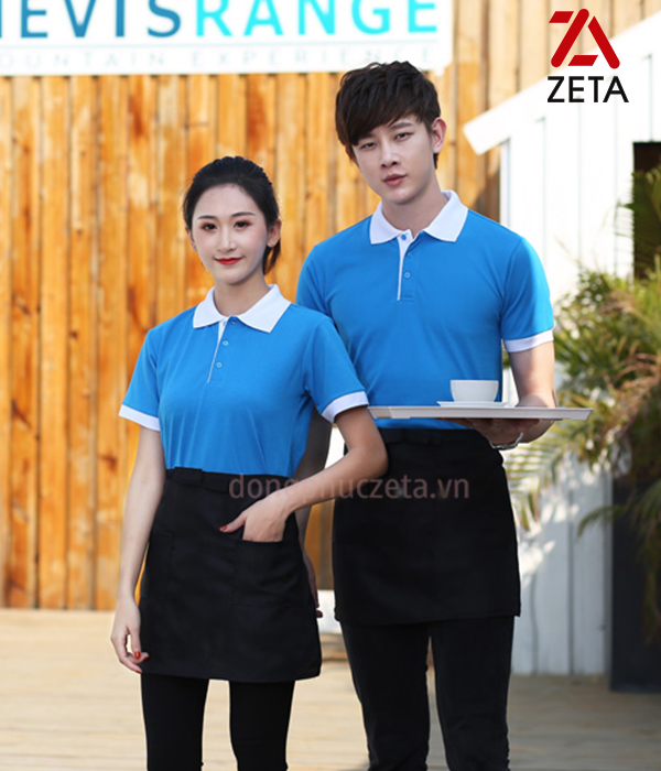 đồng phục nhân viên phục vụ màu xanh da trời