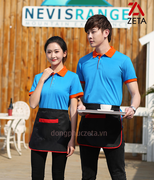 áo phông phục vụ bàn màu xanh da trời