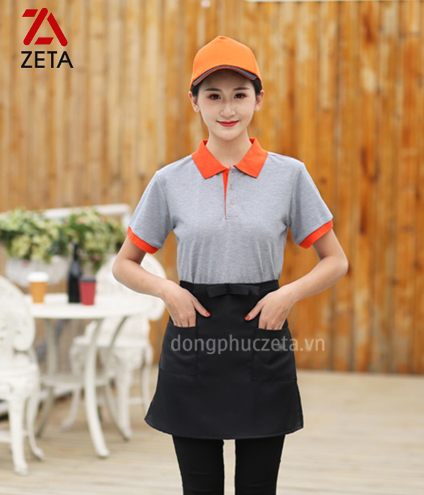 áo phông đồng phục màu ghi phối cam