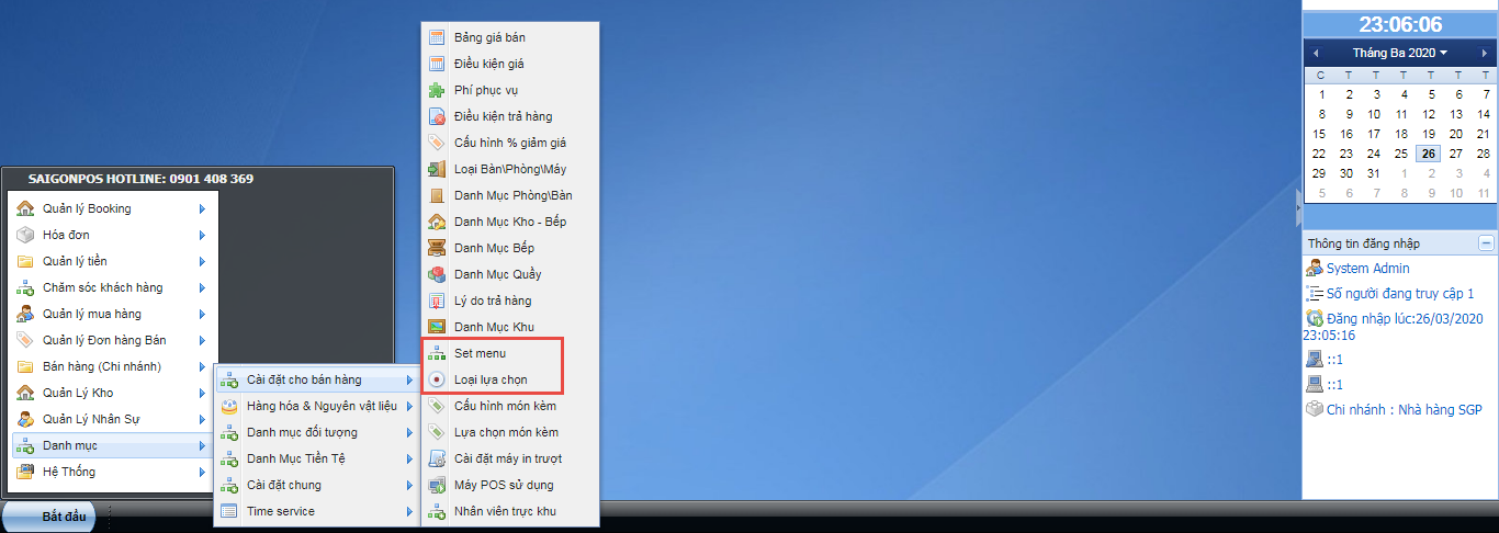 SAI GON POS: Hướng dẫn cài đặt bán combo, Setmenu