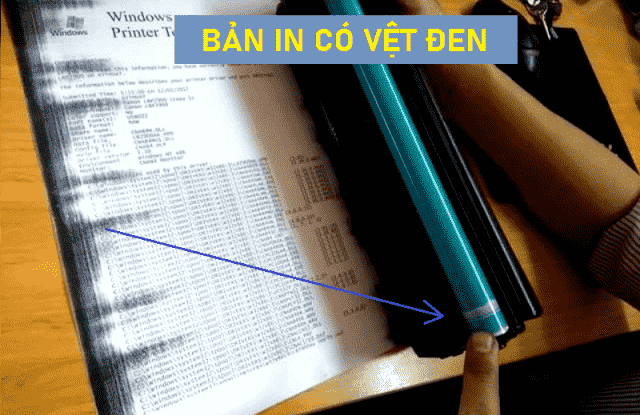 bản in có vệt mực đen