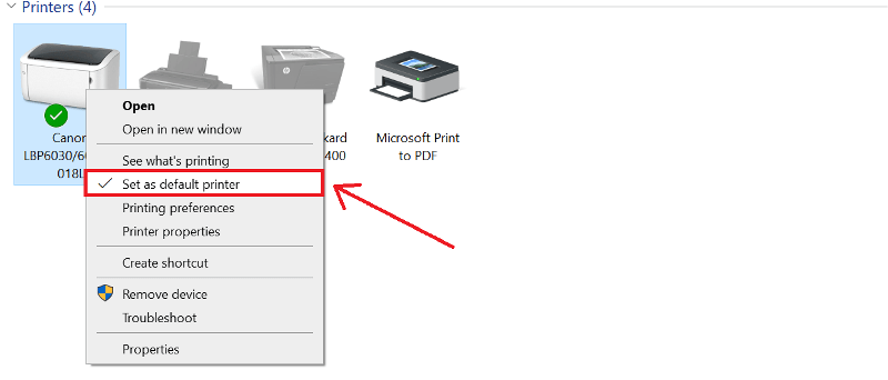 cài máy in mặc định