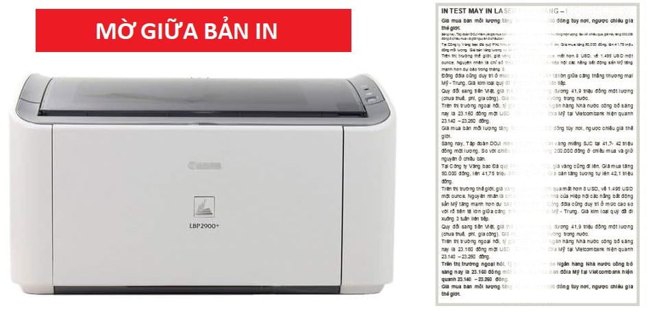 canon 2900 in mờ giữa trang