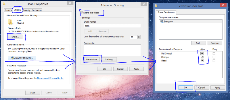 chia sẻ thư mục scan