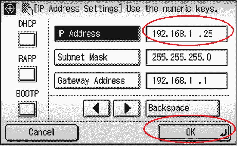 setup ip canon ir 2520