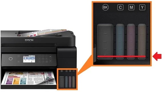 EPSON L1110 lỗi 2 đèn đỏ