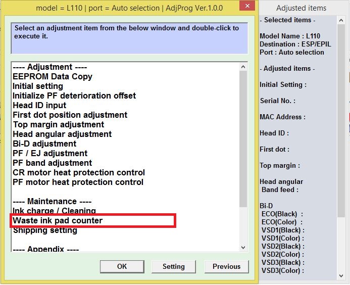 EPSON L110 báo đèn đỏ