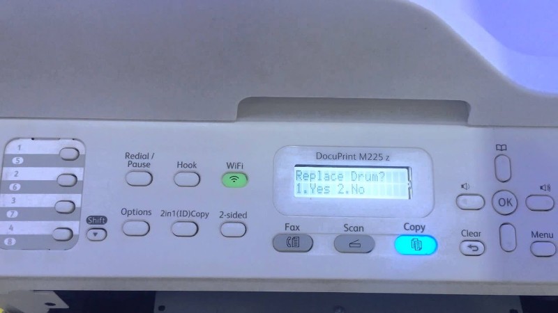 Máy in fuji xerox M225dw báo lỗi Replace Drum