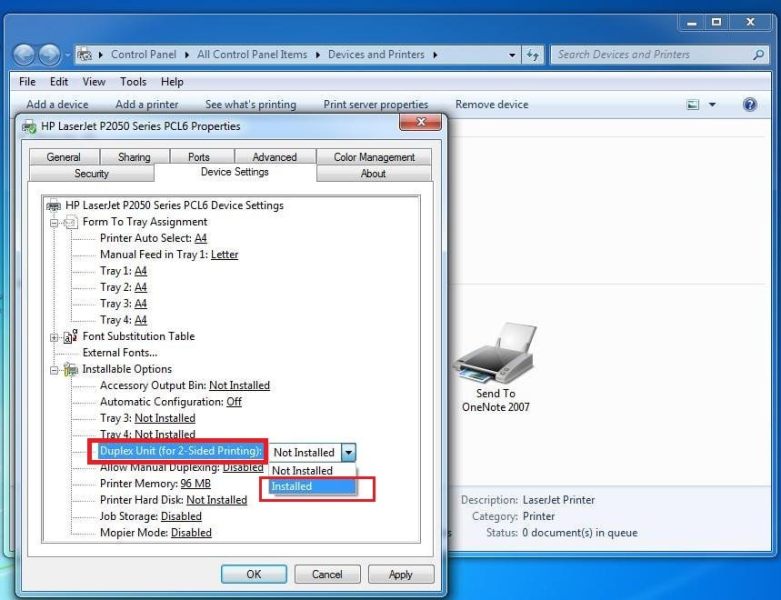máy in hp 2055 không in được 2 mặt