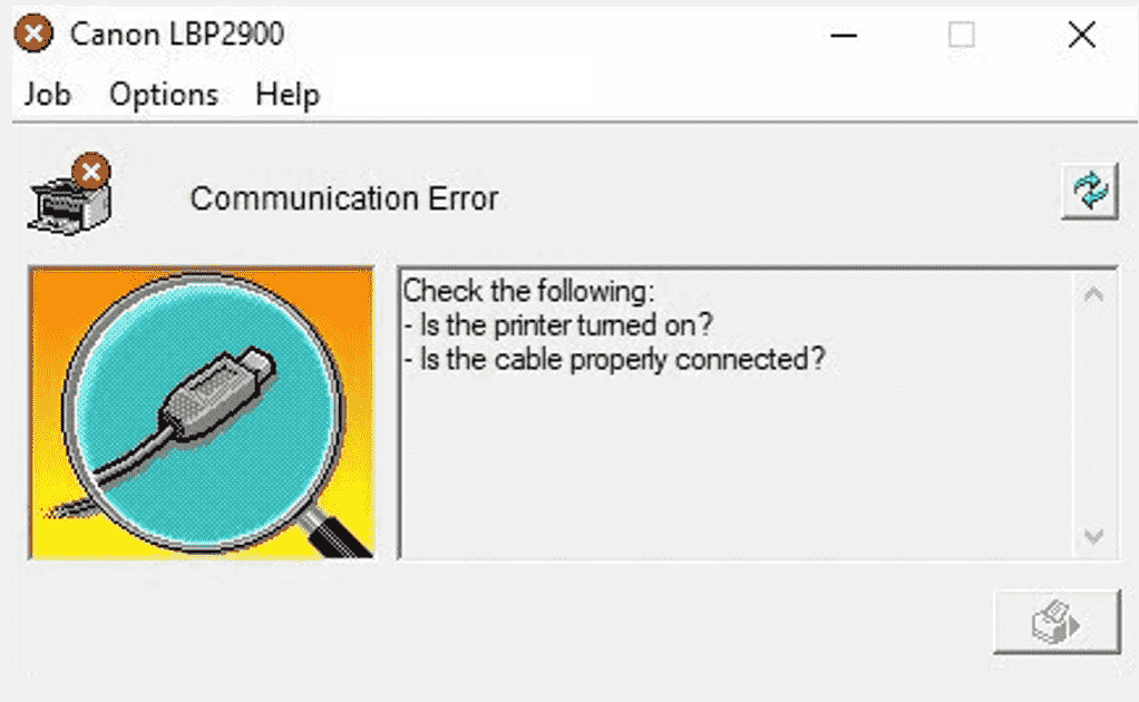 Máy tính không nhận máy in Canon L11121E