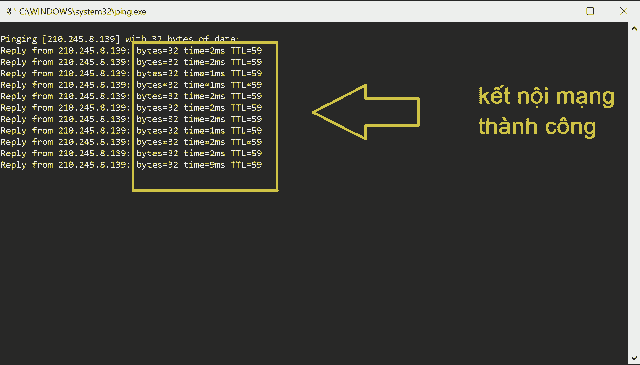 ping ip máy photocopy