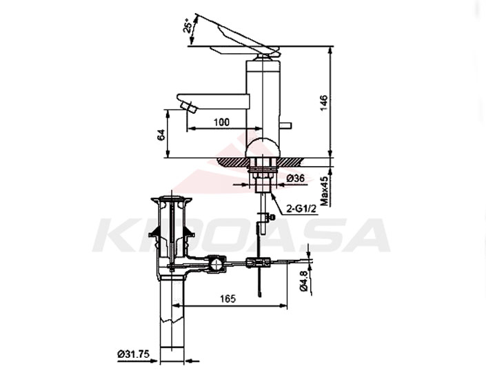 bản vẽ kỹ thuật  Vòi chậu lavabo INAX LFV-4001S