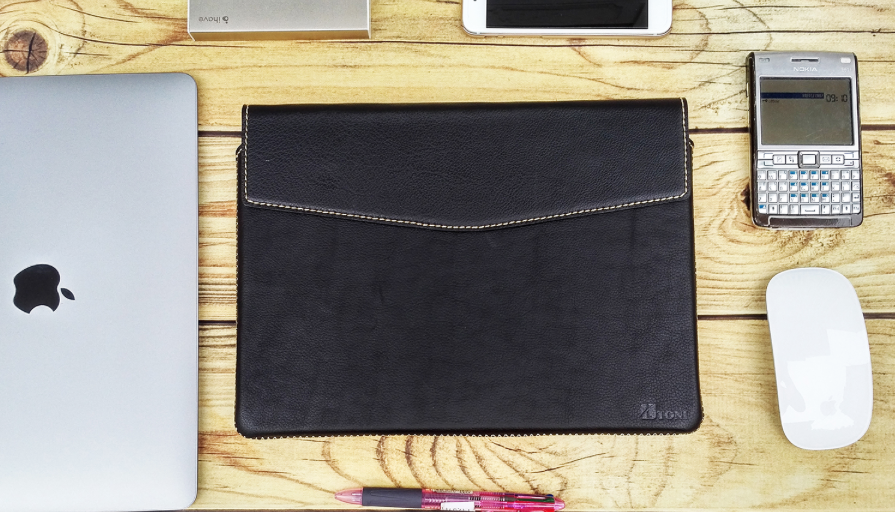 Bao da thật handmade TONI  màu tím than cho Macbook , Suface pro 4, 5