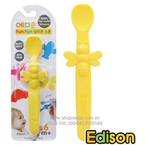 THÌA ĂN DẶM SIÊU MỀM SILICONE CỦA EDISON - HÌNH CON ONG - HÀN QUỐC