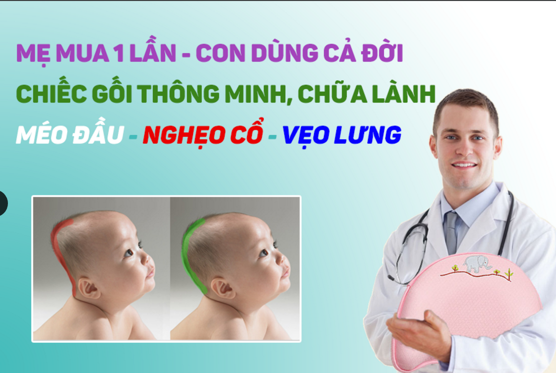 Gối chống bẹp đầu méo đầu cho trẻ sơ sinh BabyMoove Pháp