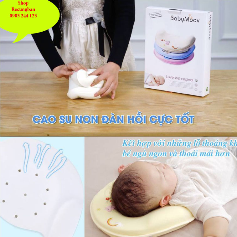 Gối chống bẹp đầu méo đầu cho trẻ sơ sinh BabyMoove Pháp