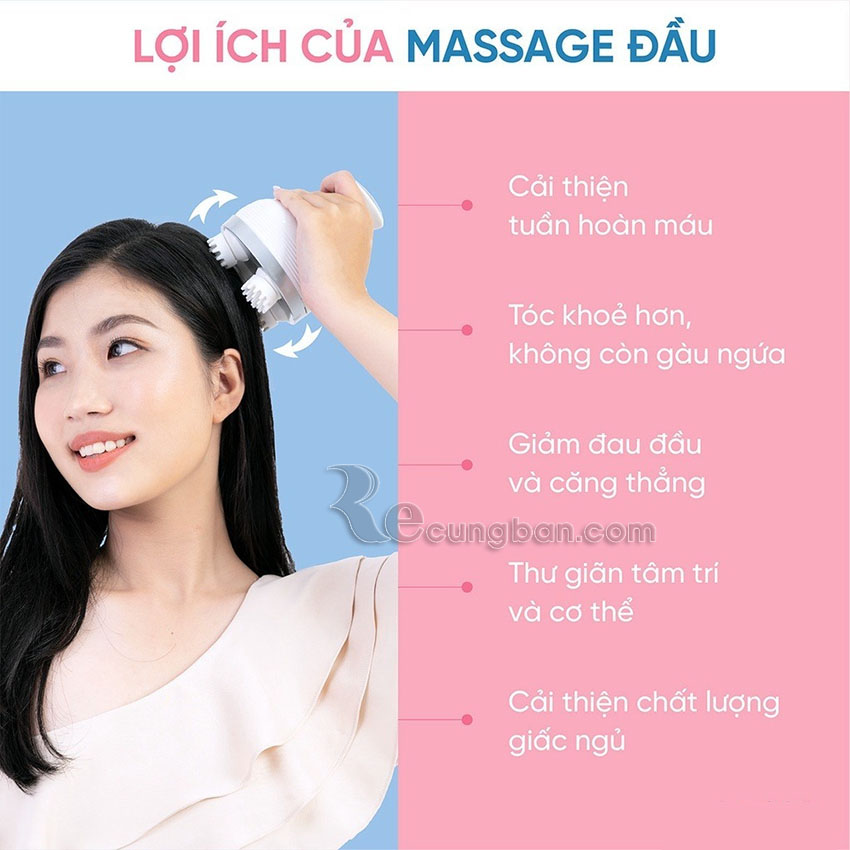 Máy massage đầu - Cổ - Mặt đa năng cầm tay 3D giảm stresss xoay đảo chiều