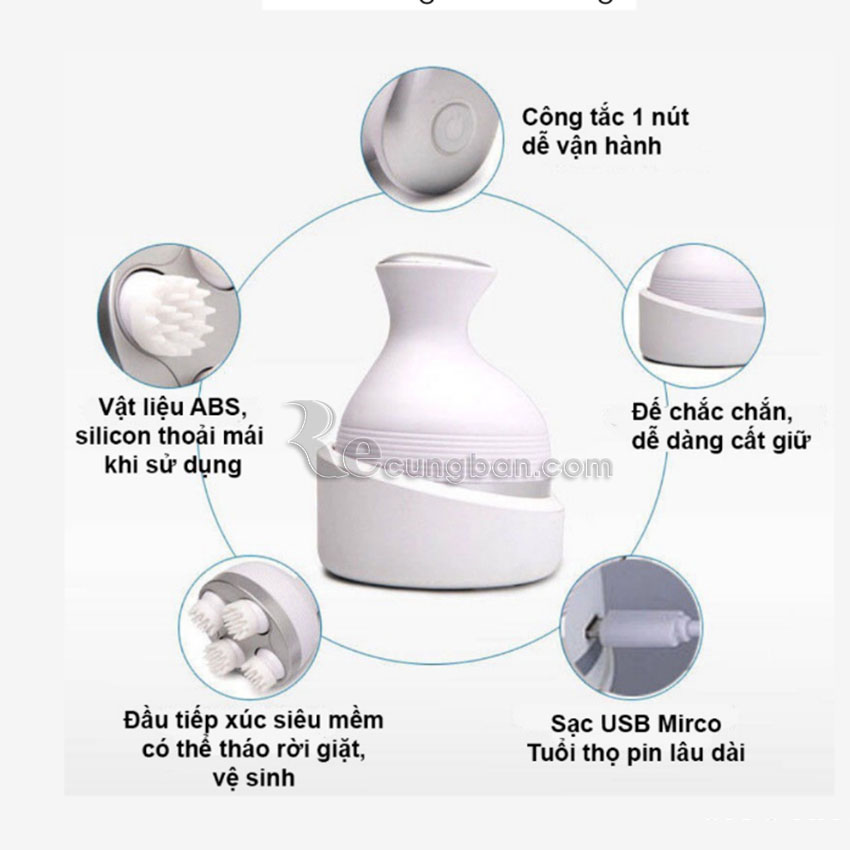 Máy massage đầu - Cổ - Mặt đa năng cầm tay 3D giảm stresss xoay đảo chiều