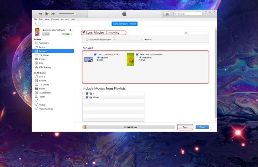 chuyển video vào ip bằng itunes
