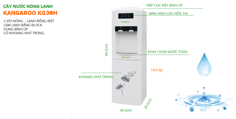 Cây nước nóng lạnh Kangaroo KG36H