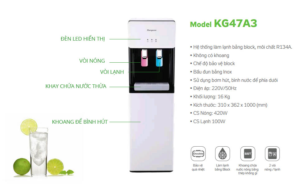 Cây nước nóng lạnh Kangaroo KG47A3