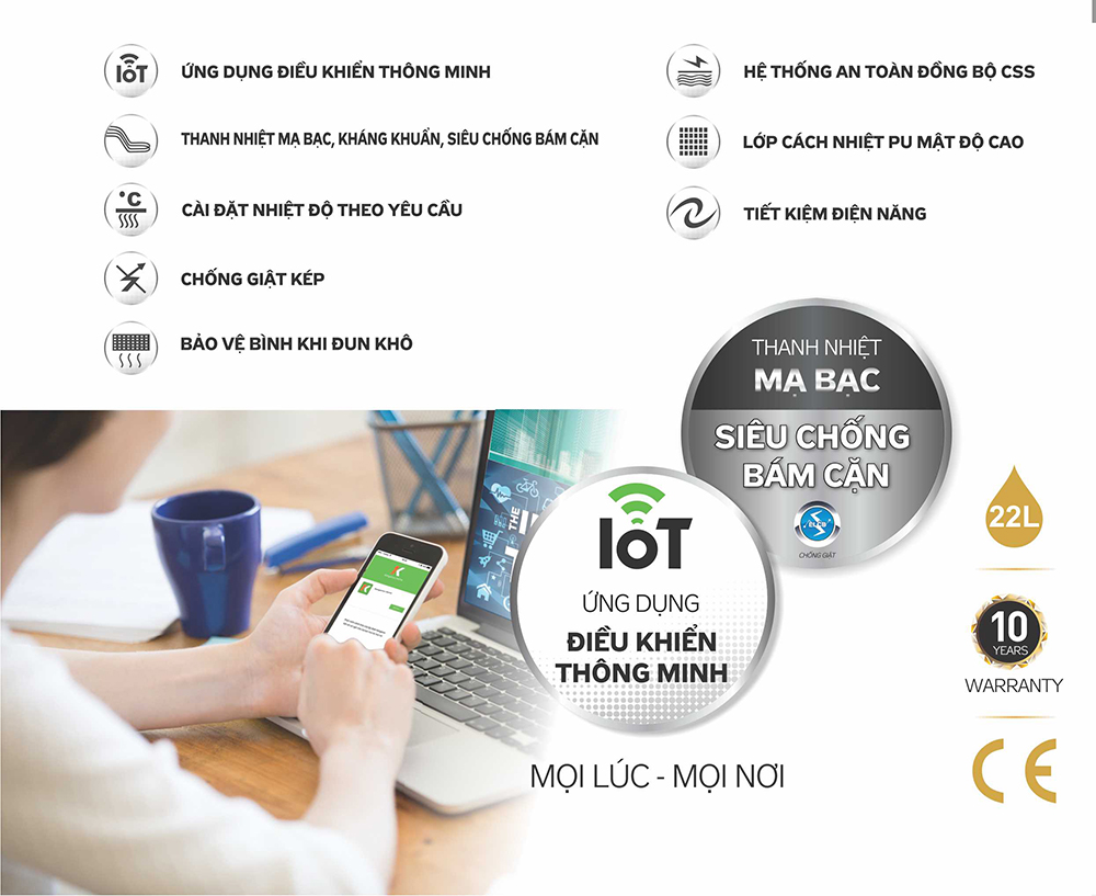 Lộ diện sản phẩm được IoT đầu tiên - Bình nước nóng kháng khuẩn IOT
