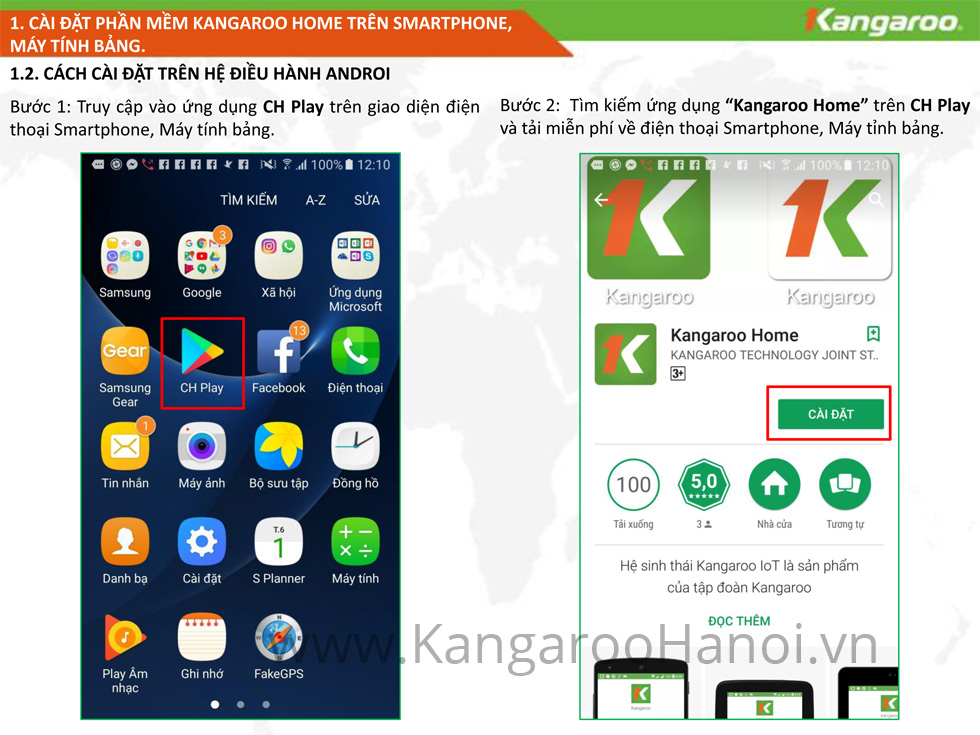 Hướng dẫn tải và cài đặt phần mềm Kangaroo Home - Bước 2