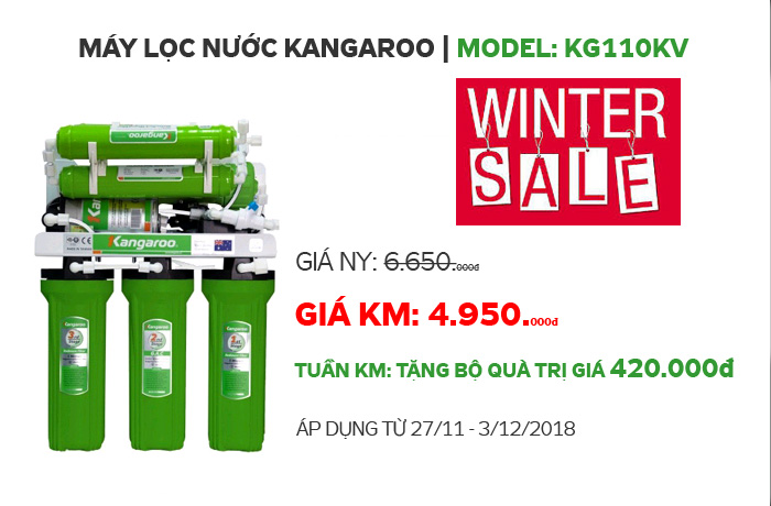 SẢN PHẨM KHUYẾN MẠI TUẦN (26/11 - 3/12/2018) - MÁY LỌC NƯỚC KANGAROO KG110KV
