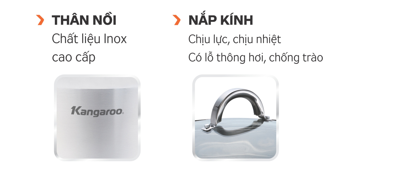 Thân nồi chất liệu inox cao cấp