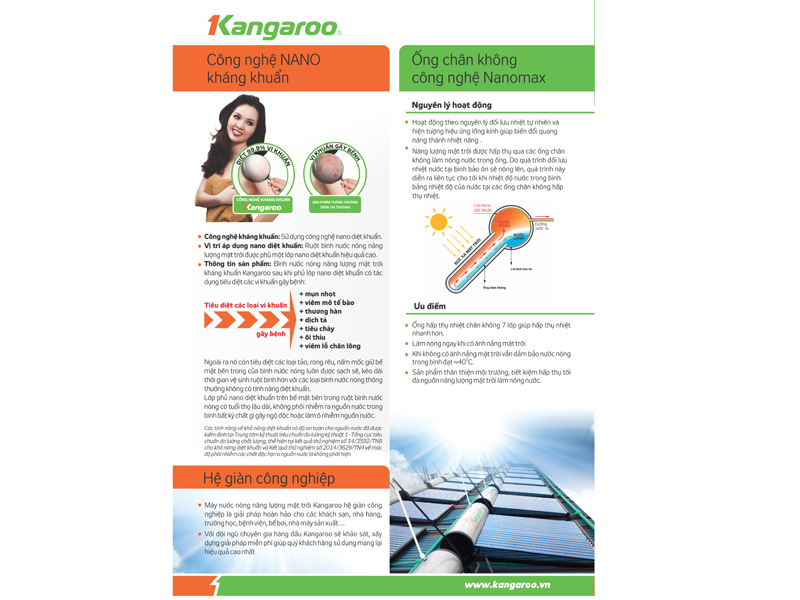 công nghệ máy nước nóng năng lượng mặt trời kangaroo