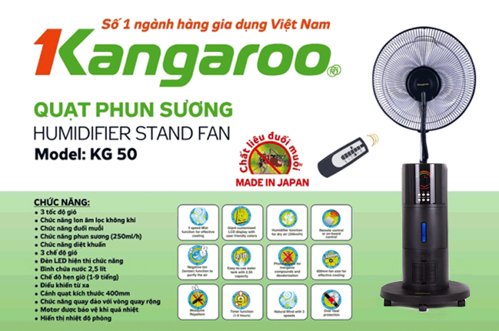 quạt phun sương kangaroo mùa hè