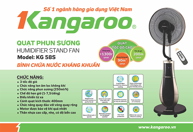 Những tính năng mới của quạt phun sương kg58s