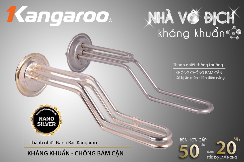 so sánh Thanh nhiệt bình nước nóng kháng khuẩn Kangaroo